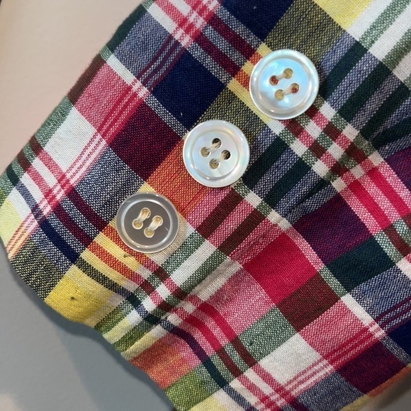 RALPH Ralph Lauren colorful cotton plaid button blazer preppy country club sz 6 - Picture 11 of 12